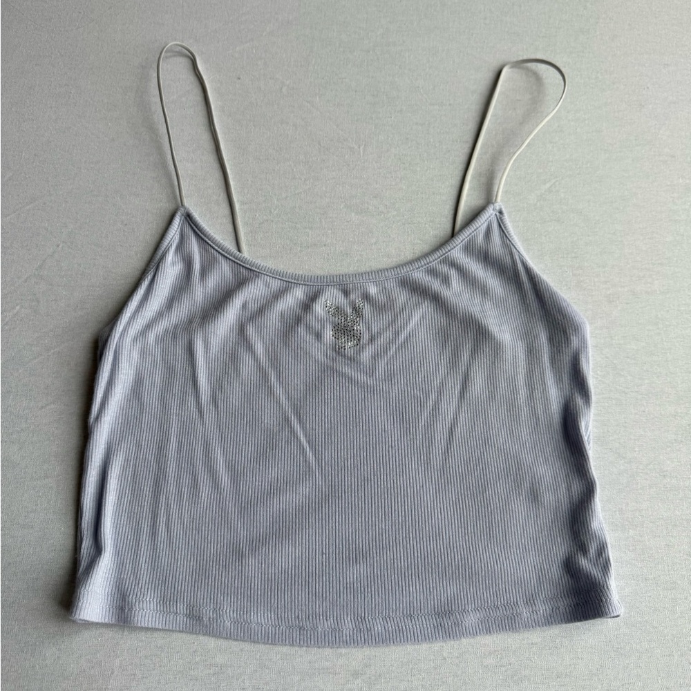 Pacsun Playboy Light Blue Rhinestone Crop Top